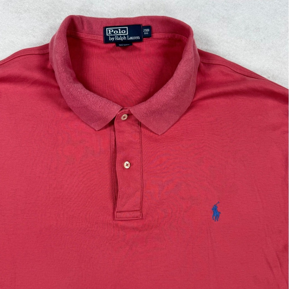 Polo Ralph Lauren Mens 2XB Big Salmon Red Short Sleeve Cotton Polo Shirt‎